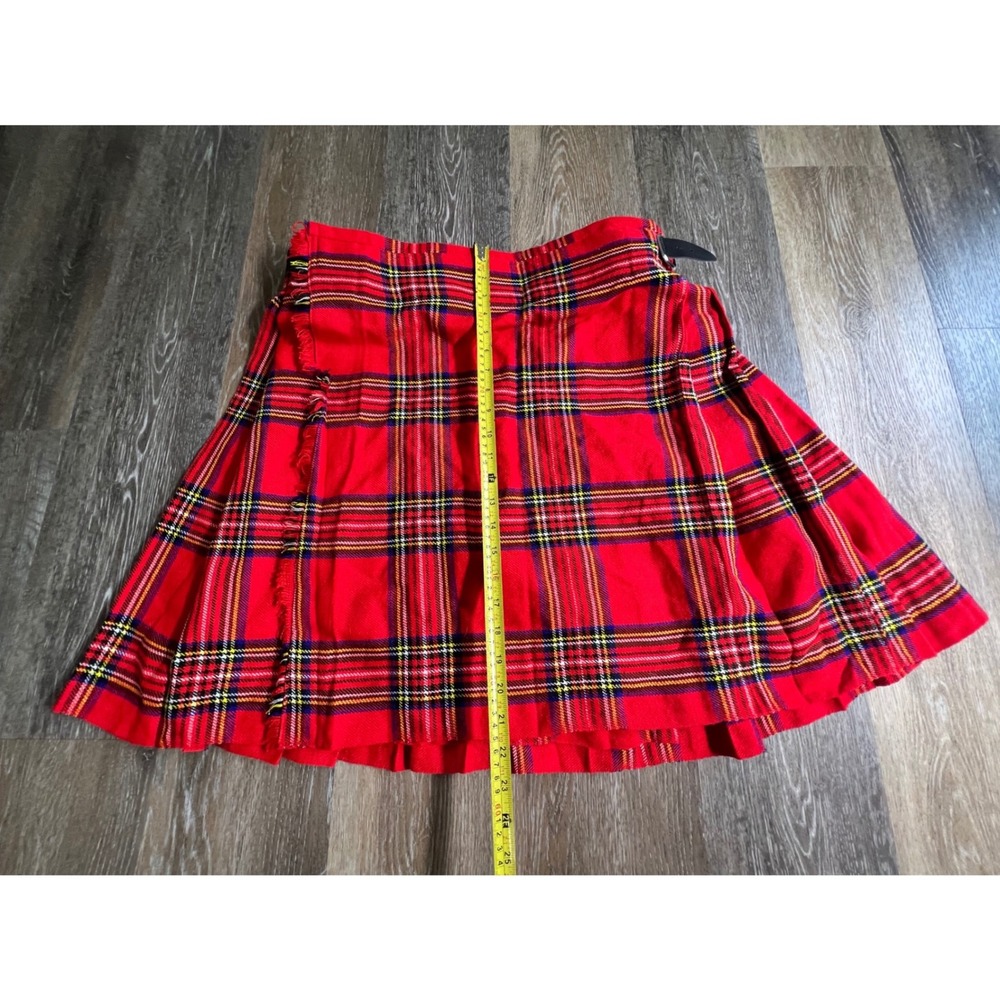 Tartan Kilt Mens 36 Red Plaid Pleated Acrylic Scottish Highland Style - Picture 3 of 6